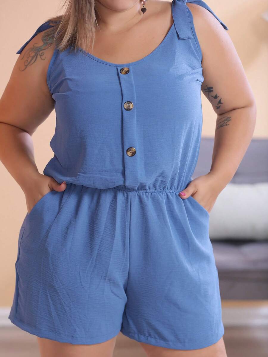 Macaquinho Plus Size Feminino Short Leve com Alças