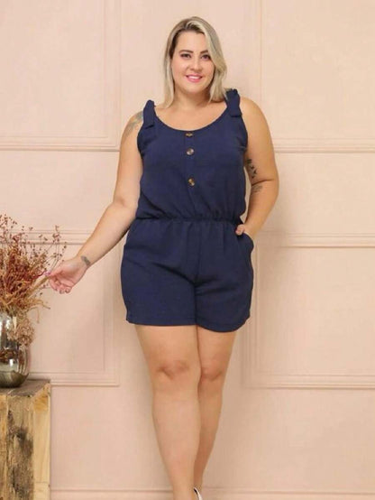 Macaquinho Plus Size Feminino Short Leve com Alças