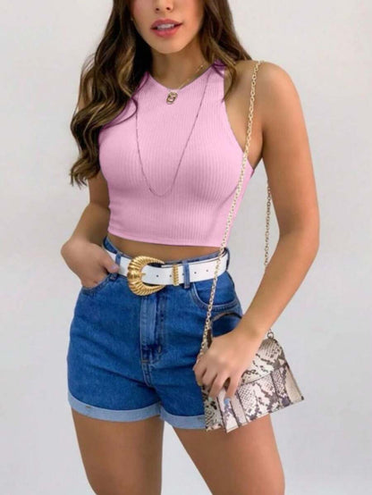 Cropped Blusinha Feminina Simples Básico Regata Liso