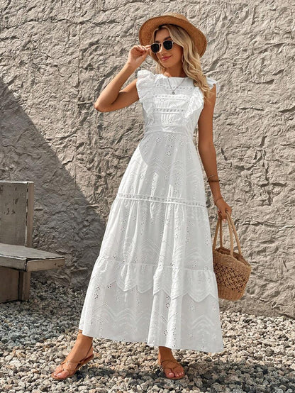 Vestido Longo de Lese com Manga Princesa