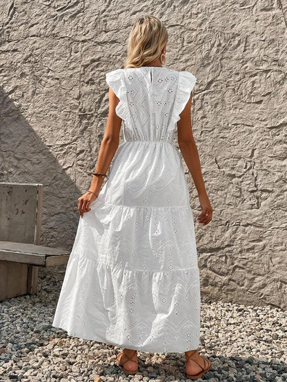 Vestido Longo de Lese com Manga Princesa