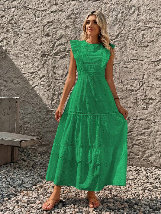 Vestido Longo de Lese com Manga Princesa