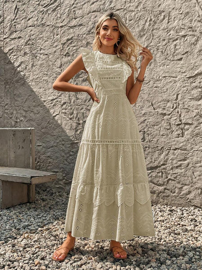 Vestido Longo de Lese com Manga Princesa