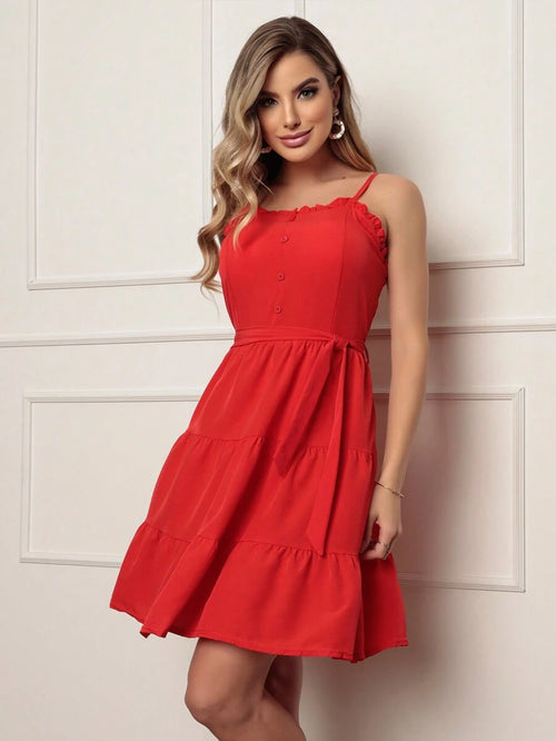 Vestido Curto Feminino com Bojo e Cinto