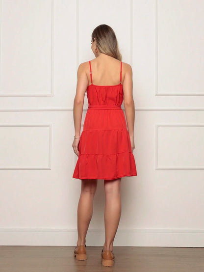 Vestido Curto Feminino com Bojo e Cinto