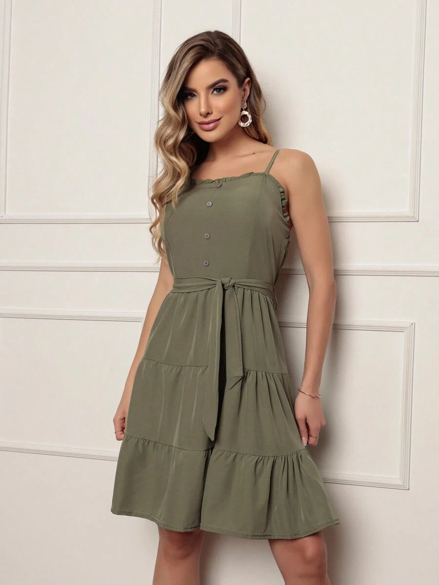 Vestido Curto Feminino com Bojo e Cinto