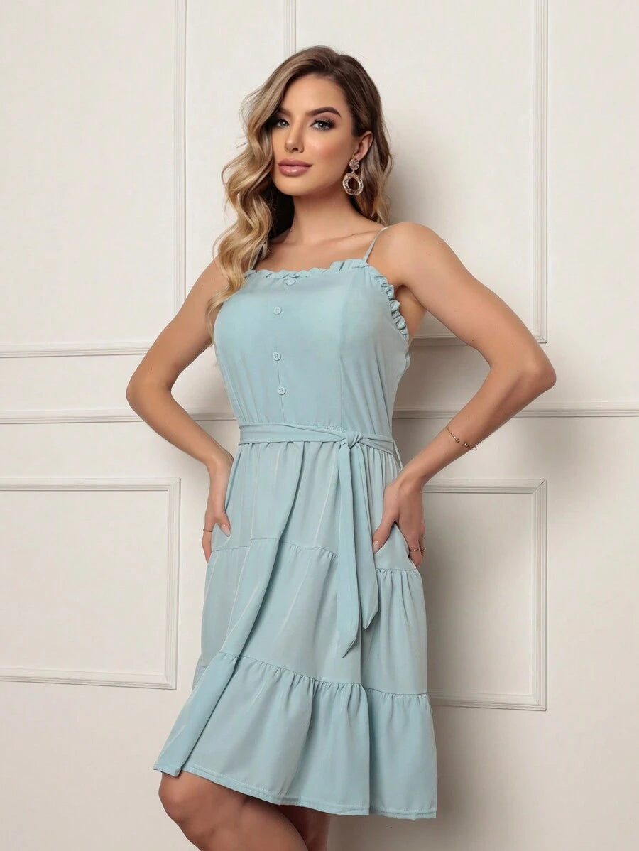 Vestido Curto Feminino com Bojo e Cinto