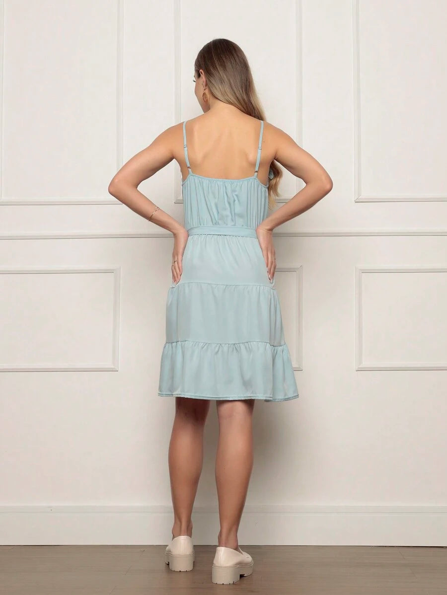 Vestido Curto Feminino com Bojo e Cinto