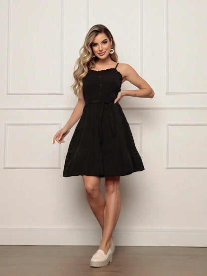 Vestido Curto Feminino com Bojo e Cinto