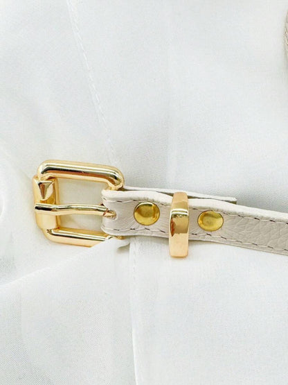 Cinto Feminino de Couro Legítimo com Fivela Quadrada