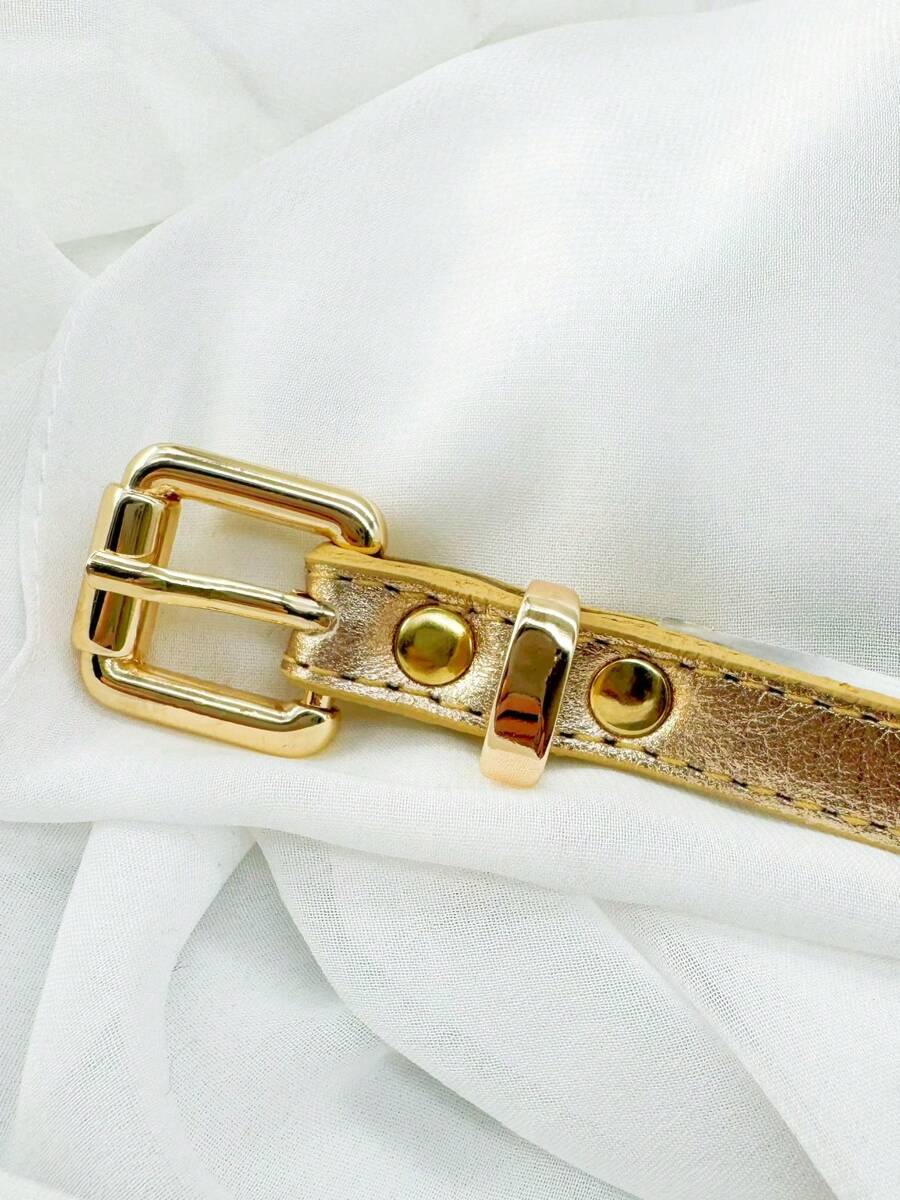 Cinto Feminino de Couro Legítimo com Fivela Quadrada