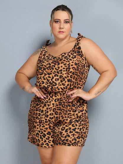 Macaquinho Plus Size Feminino Short Leve com Alças