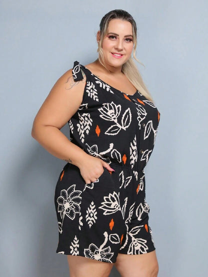 Macaquinho Plus Size Feminino Short Leve com Alças