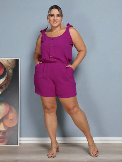 Macaquinho Plus Size Feminino Short Leve com Alças