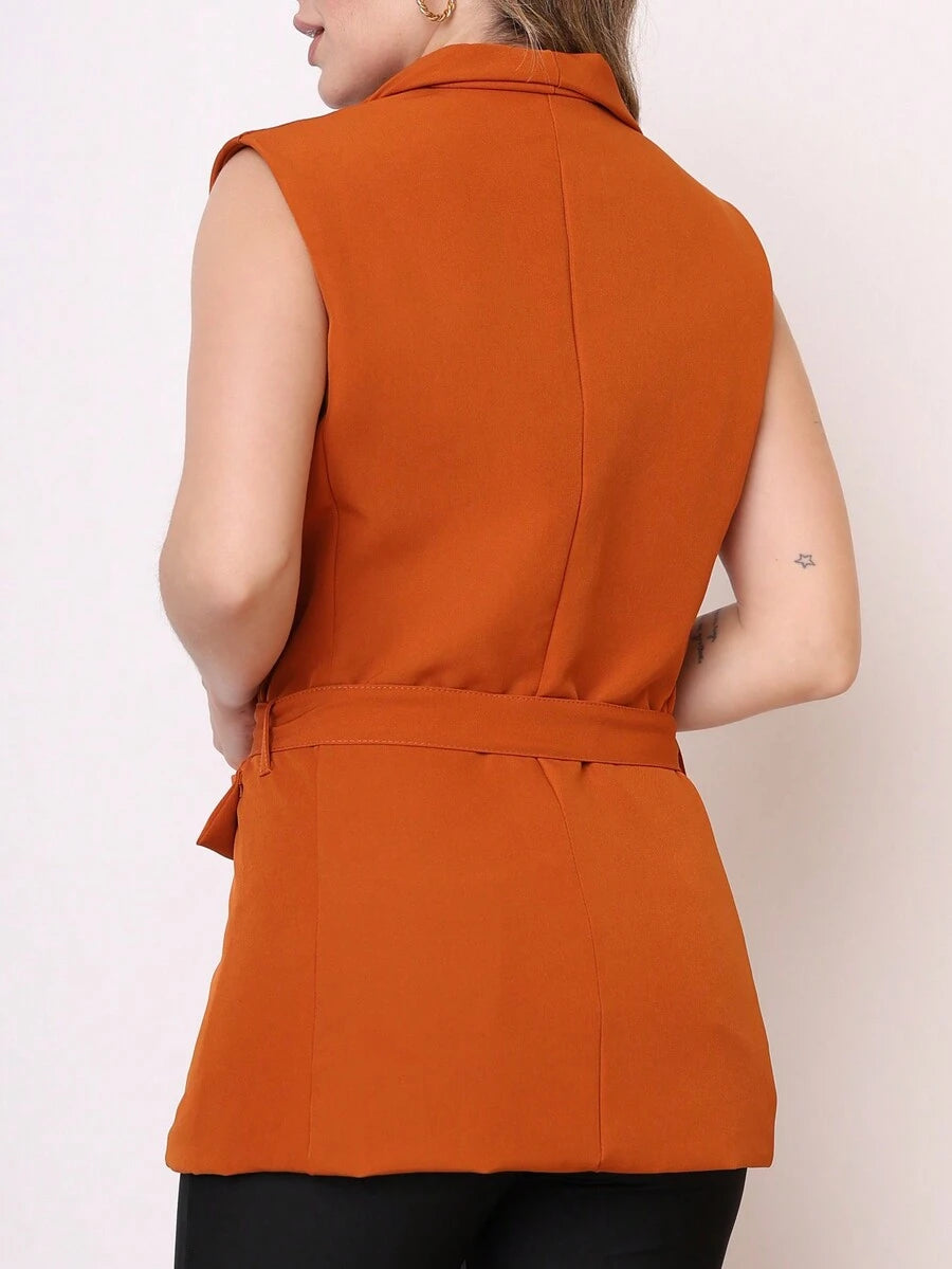 Colete Feminino Alfaiataria Social Forrado com Cinto