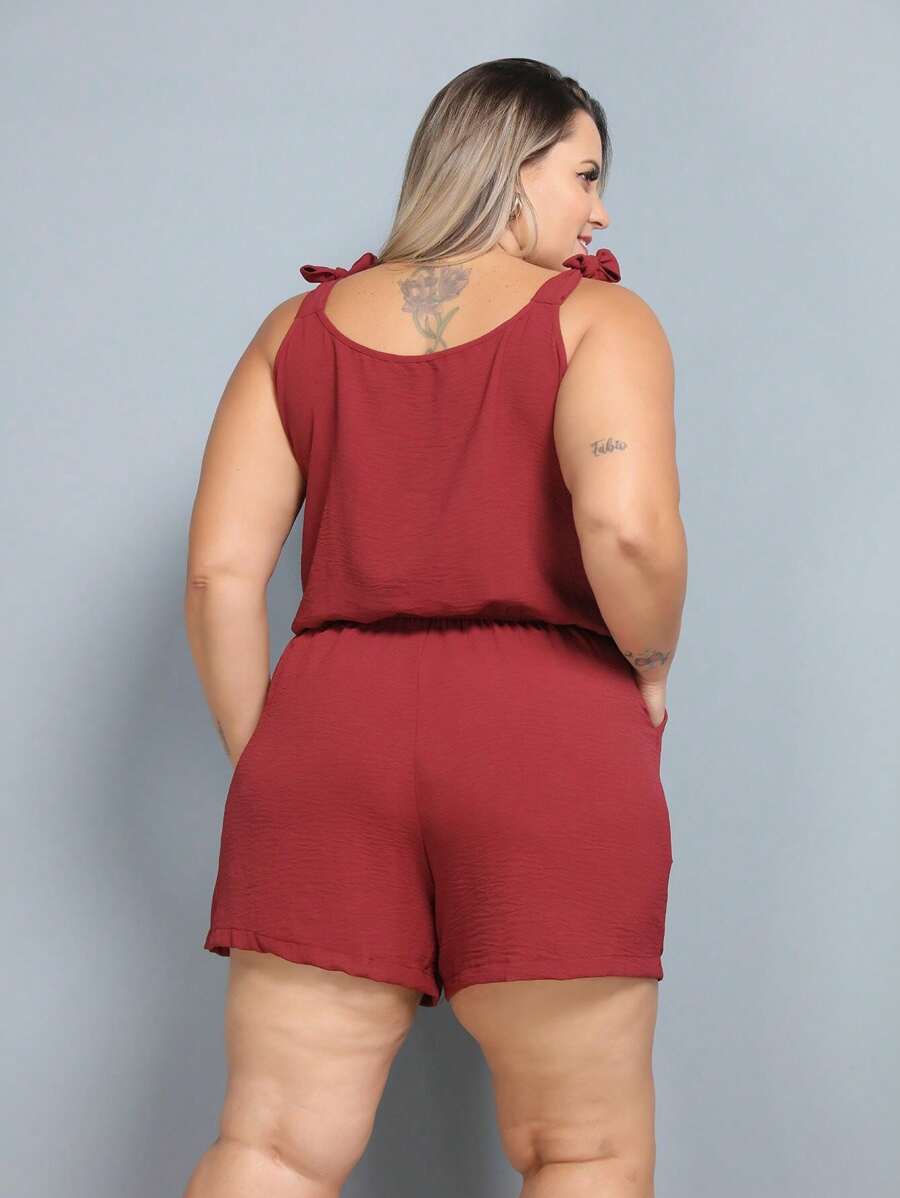 Macaquinho Plus Size Feminino Short Leve com Alças