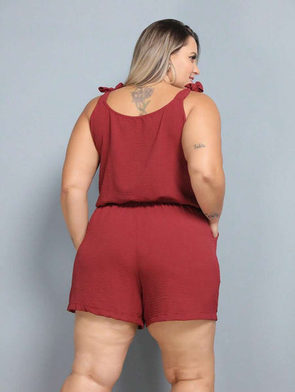 Macaquinho Plus Size Feminino Short Leve com Alças