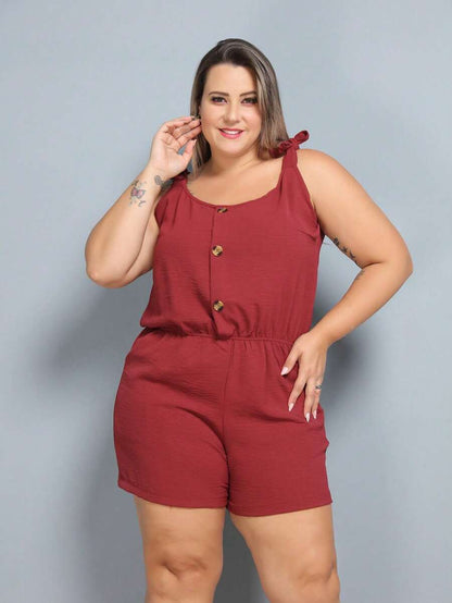 Macaquinho Plus Size Feminino Short Leve com Alças