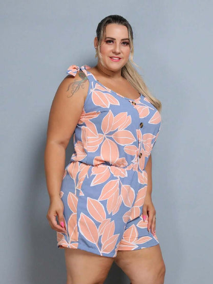 Macaquinho Plus Size Feminino Short Leve com Alças