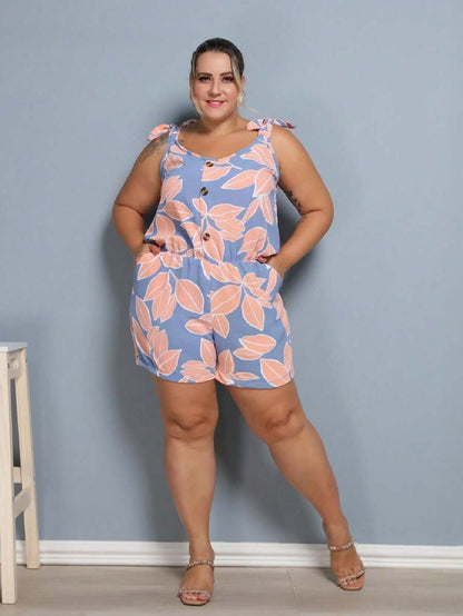 Macaquinho Plus Size Feminino Short Leve com Alças