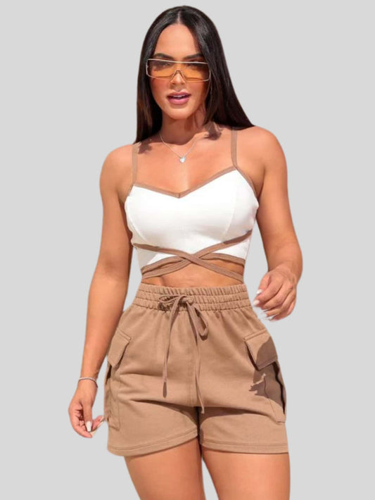 Conjunto Feminino Blusa e Short com Bolsos