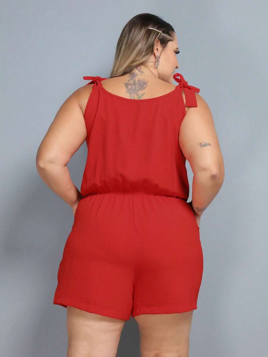 Macaquinho Plus Size Feminino Short Leve com Alças