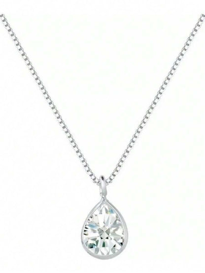 Colar Gargantilha Ponto de Luz Gota 45 cm em Prata Pura 925