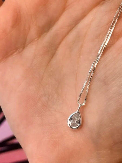 Colar Gargantilha Ponto de Luz Gota 45 cm em Prata Pura 925