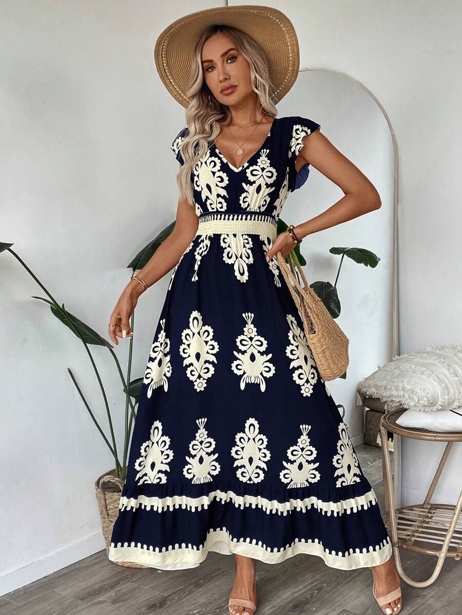 Vestido Casual Feminino Caroline com Decote V