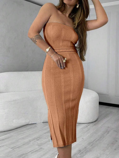 Vestido Feminino Tomara que Caia em Linha Tricô Modal