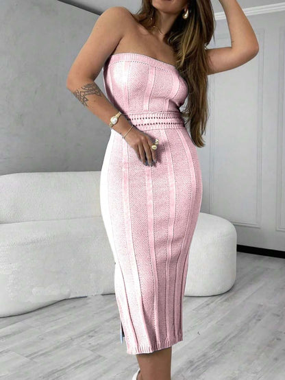 Vestido Feminino Tomara que Caia em Linha Tricô Modal