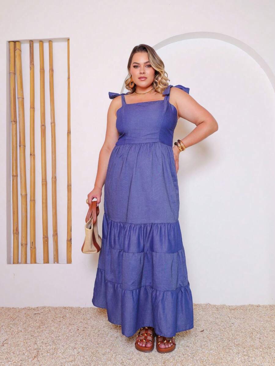 Vestido Longo Plus Size Versátil Casual com Alça Multiuso