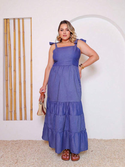 Vestido Longo Plus Size Versátil Casual com Alça Multiuso