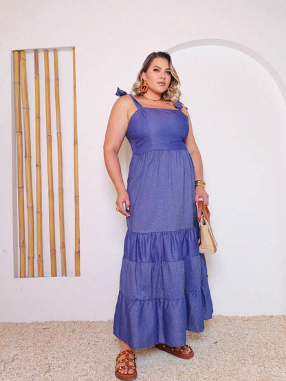 Vestido Longo Plus Size Versátil Casual com Alça Multiuso