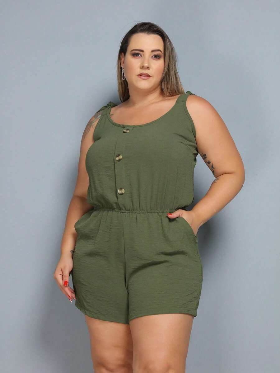 Macaquinho Plus Size Feminino Short Leve com Alças