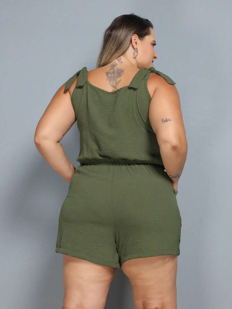 Macaquinho Plus Size Feminino Short Leve com Alças