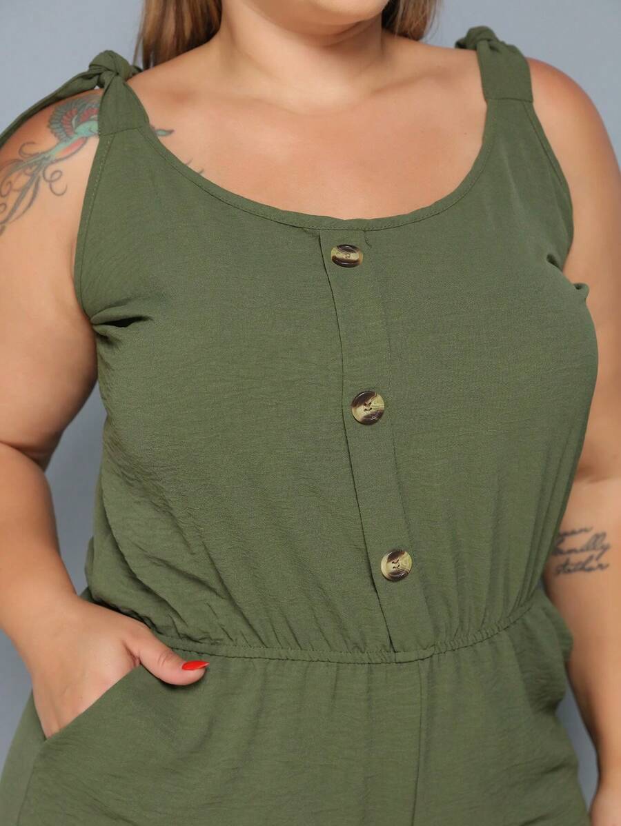 Macaquinho Plus Size Feminino Short Leve com Alças