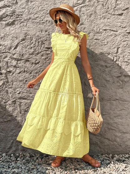 Vestido Longo de Lese com Manga Princesa