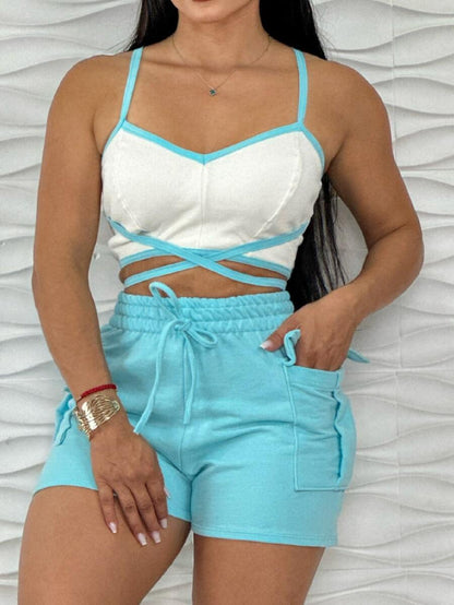 Conjunto Feminino Blusa e Short com Bolsos