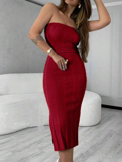 Vestido Feminino Tomara que Caia em Linha Tricô Modal
