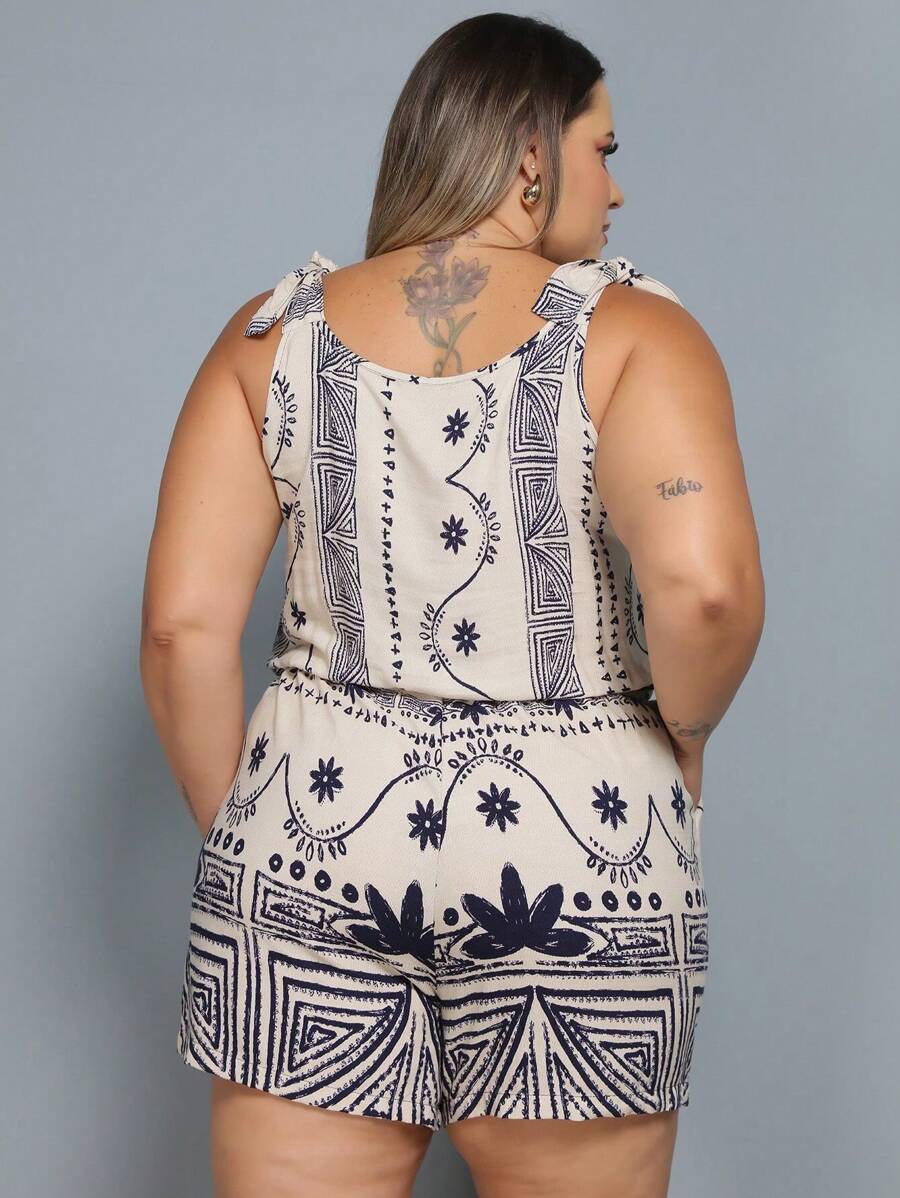 Macaquinho Plus Size Feminino Short Leve com Alças