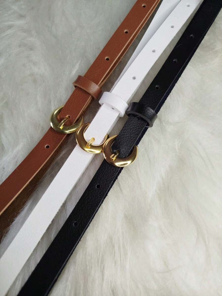 Kit com 3 Cintos Femininos Largos em Couro PU