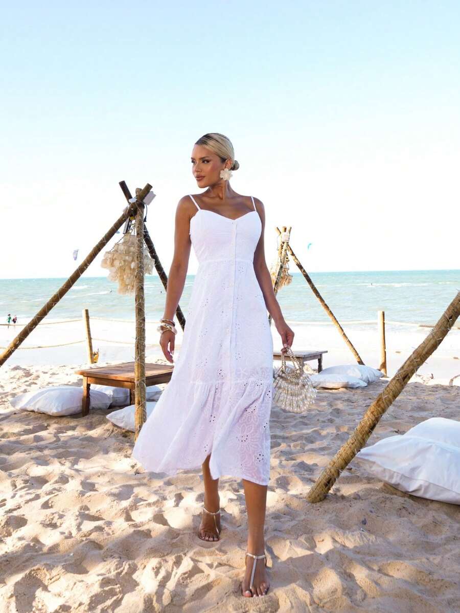 Vestido Midi Laise Feminino com Bojo e Botões