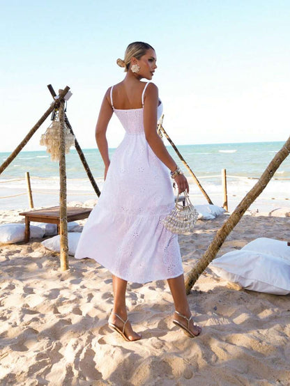 Vestido Midi Laise Feminino com Bojo e Botões