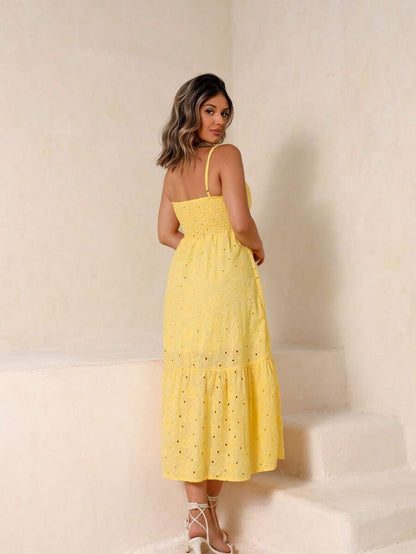 Vestido Midi Laise Feminino com Bojo e Botões