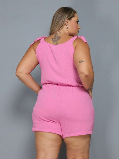 Macaquinho Plus Size Feminino Short Leve com Alças