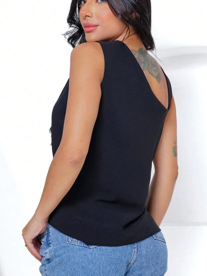 Blusa Feminina Tecido Duna Assimétrica