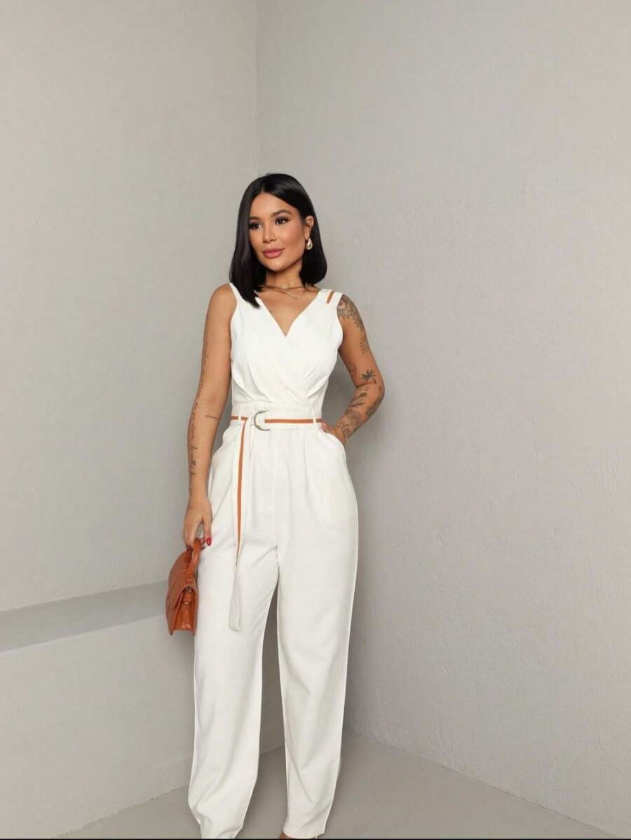 Macacão Turquesa Feminino Pantalona