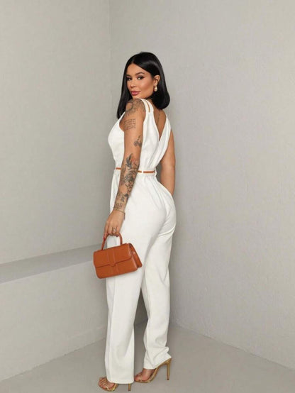 Macacão Turquesa Feminino Pantalona