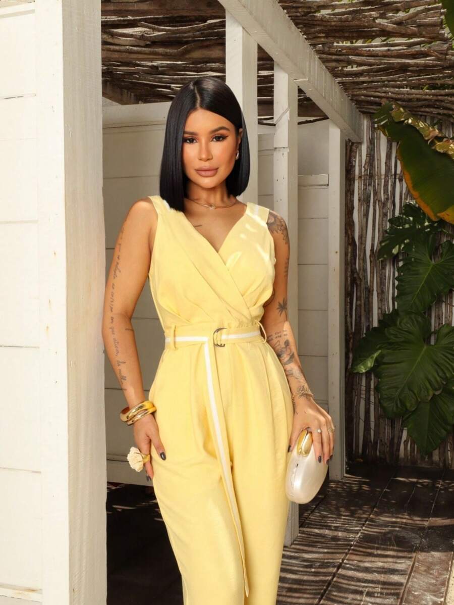 Macacão Turquesa Feminino Pantalona